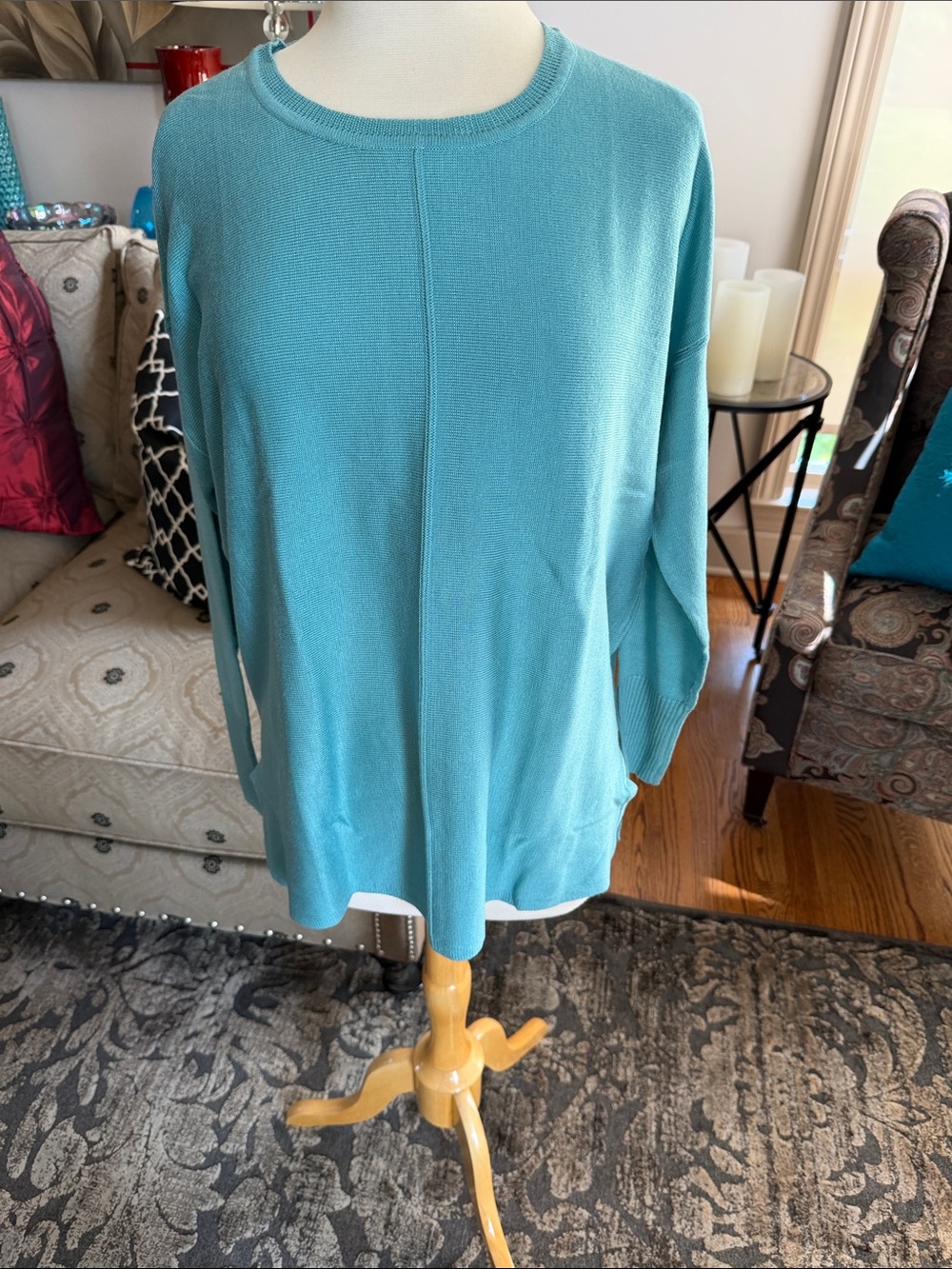 Van Heusen Light Teal Crewneck Women's Sweater